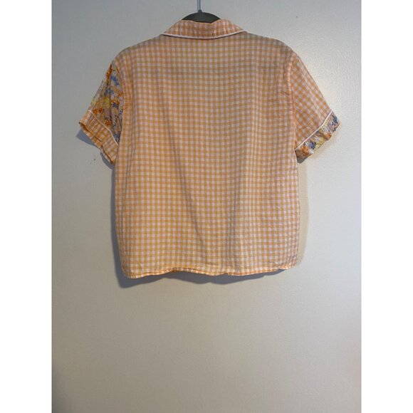 Joyspun Pajama Set M Floral & Checkered Short Sleeve Top & Capris Loungewear - Picture 4 of 14